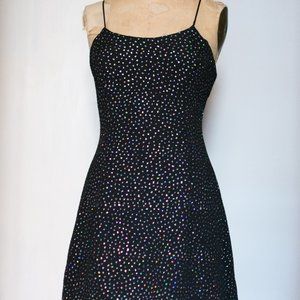 Vintage Maggie Lawrence Holographic Sparkle Mini Spaghetti Strap Dress